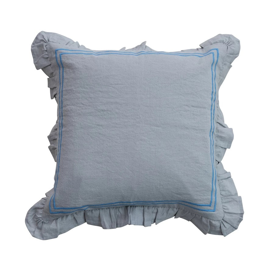 Embroidered Stripes & Ruffle Pillow<br><small>*free shipping</small>