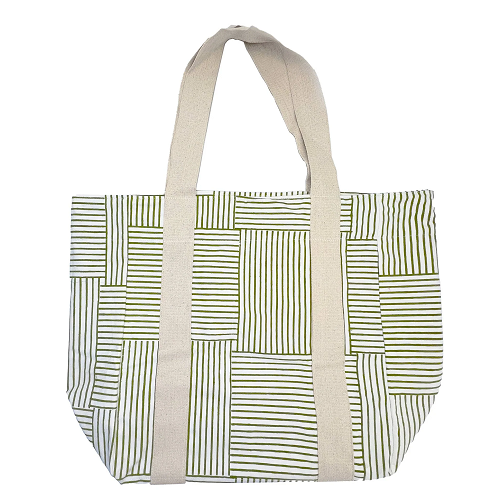 Block Printed Olive Canvas Bag<br><small>*free shipping</small>