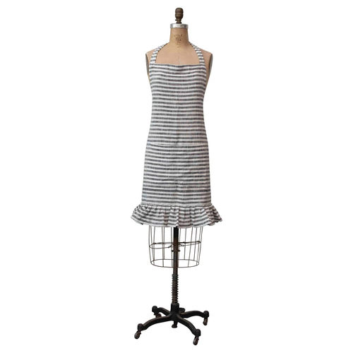 Woven Cotton Striped Apron with Ruffle<br><small>*free shipping</small>
